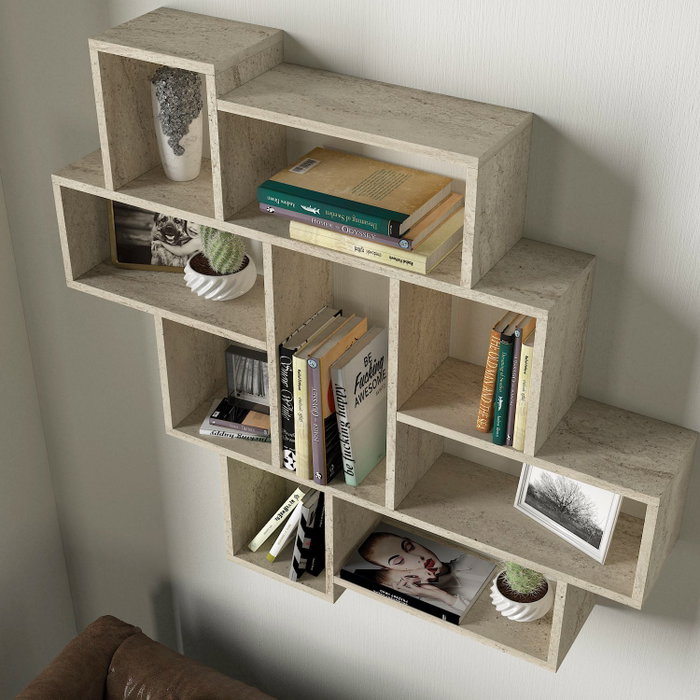 Hanah Home Parola Estantería de Pared Travertino